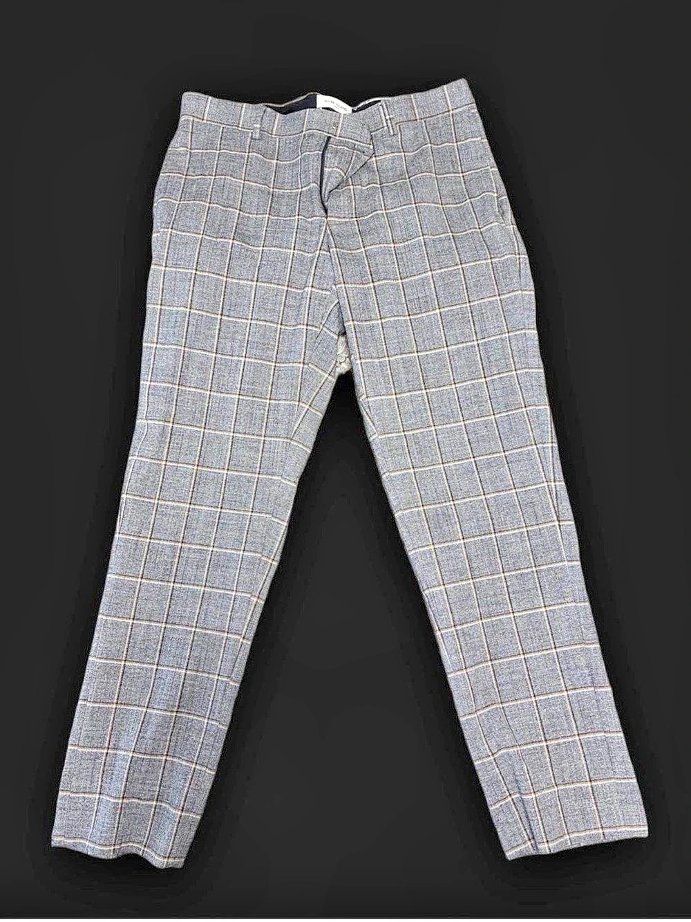 River Island Checkered Trousers in Gray & White Waist 32/L30 Like New